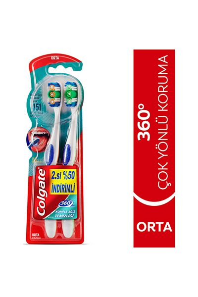 Colgate Toothbrush 360 Complete Oral Cleaning Medium 1+1
