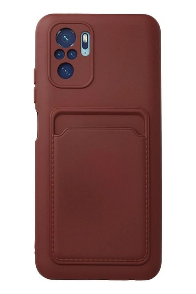 CepteToptan حافظة هاتف Xiaomi Redmi Note 10S من السيليكون مع بطاقة عمل كلفن - أحمر كلاريت - MKİ5556-6487