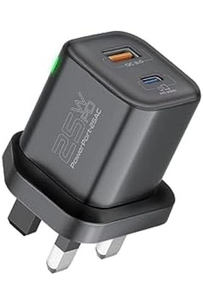 Promate Wall Charger, Compact 25W USB-C Power Delivery AC Charger with 18W QC 3.0 Charging Port, Ada