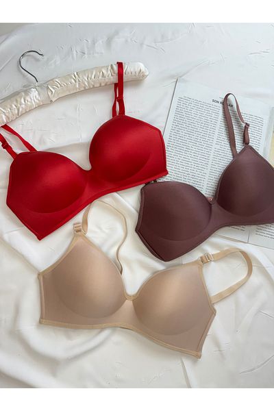 ROZENİN LINGERIE Lotus Unpadded Underwire Gatherer Economic Package Set of 3 Bras