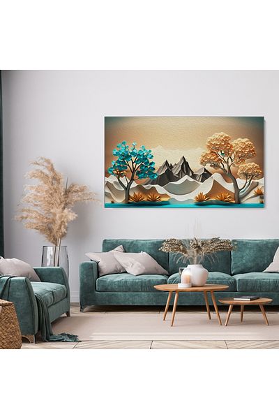 Generic A distinctive wall painting printed on canvas with a hidden wooden frame.