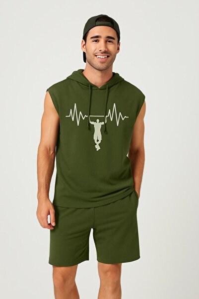 LAYORA Men'S- Printed Sports Singlet - Shorts Set 2-Pack Large Size Cotton