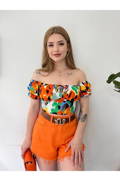 Senem Karadağ Crop cu șnur colorat pentru damă