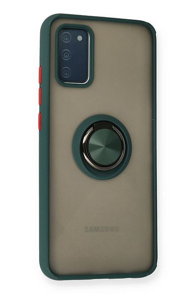 CepteToptan حافظة سامسونج جالاكسي A02S مونتريال من السيليكون مع حلقة - أخضر - MKİ9595-5721