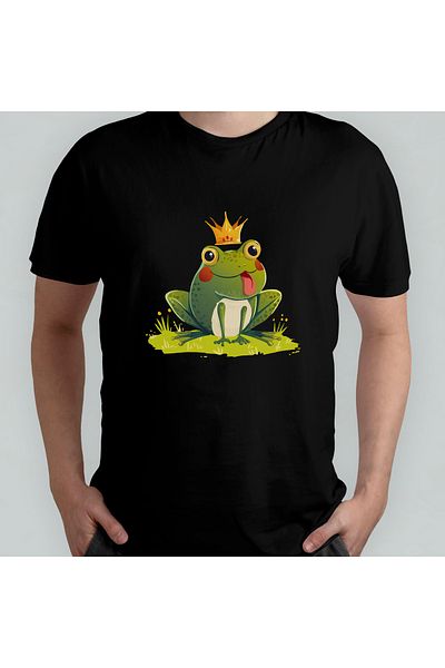 Pixxa Frog Prince Unisex 100% Cotton Crew Neck T-Shirt Model 3