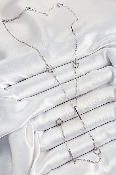 Clariss 316L Steel Butterfly Figured Y Model Silver Color Women's Necklace