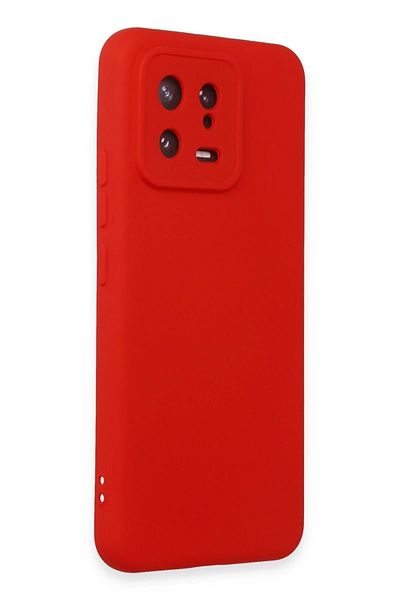 CepteToptan حافظة هاتف Xiaomi Mi 13 من السيليكون المخملي الداخلي - أحمر - MKİ1752-4895