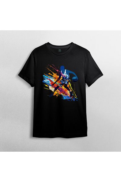 Pixxa Basketball Player - Basketball - Basketball Unisex 100% Cotton Crew Neck T-Shirt Model 2