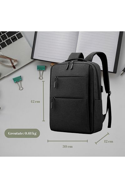 OEM Geanta laptop multifunctionala, port de incarcare USB, smart casual pentru business/calatorii, imper