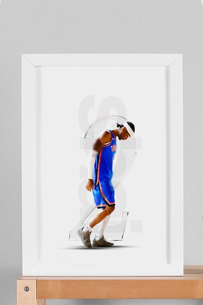 Saturn Shai Gilgeous Alexander Framed Painting - Basketball Nba Poster Painting