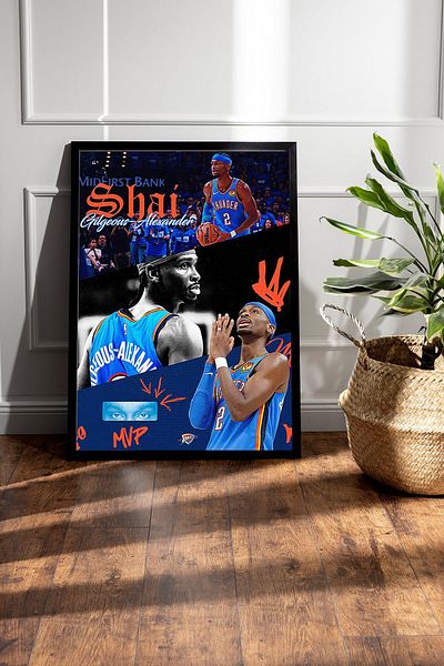 Saturn Pictură înrămată de Shai Gilgeous Alexander - Pictură poster NBA de baschet
