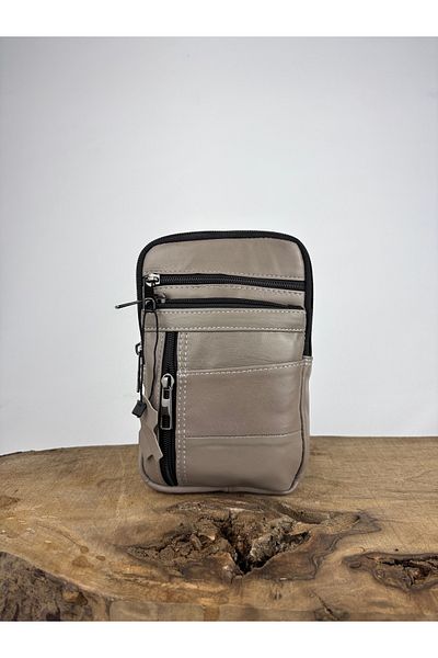 özdemirler deri Genuine Leather Unisex Phone Bag, Leather Waist Bag, Multi-Compartment Leather Shoulder Bag