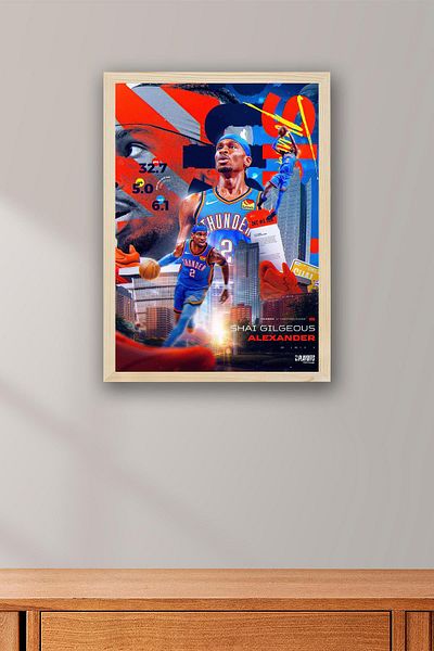 Saturn Pictură înrămată de Shai Gilgeous Alexander - Pictură poster NBA de baschet