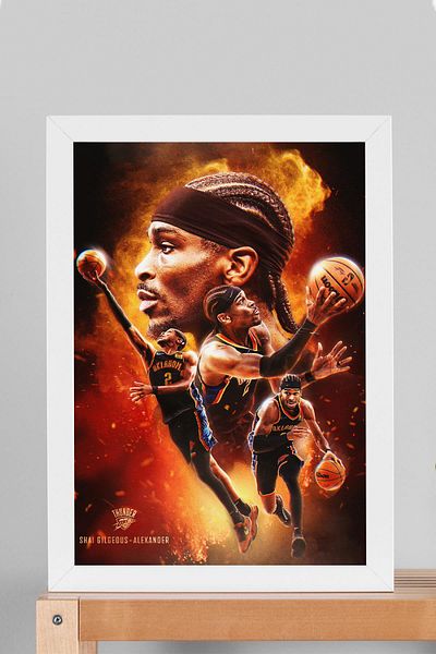 Saturn Pictură înrămată de Shai Gilgeous Alexander - Pictură poster NBA de baschet
