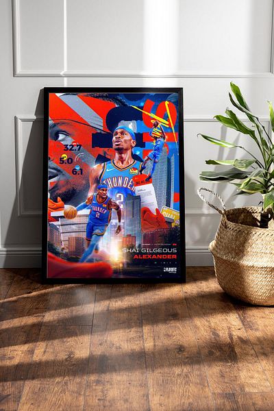 Saturn Pictură înrămată de Shai Gilgeous Alexander - Pictură poster NBA de baschet