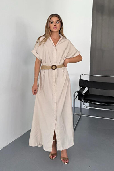 adba style 4023 Modal Woven Belted πουκάμισο Γυναικείο φόρεμα