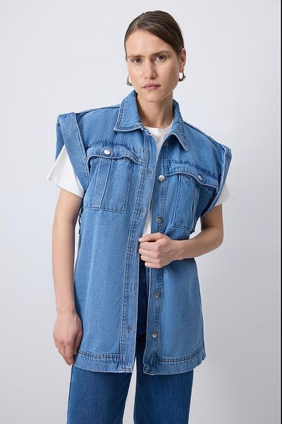 Touché Privé VESTĂ DE DENIM CU DETALII BURUȚI PE CAMPĂ
