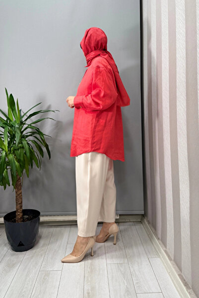 Ghisa Keten Gömlek Açık Kırmızı 25ygstnk4056