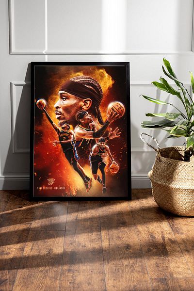 Saturn Pictură înrămată de Shai Gilgeous Alexander - Pictură poster NBA de baschet