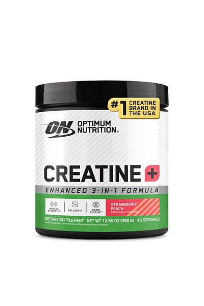 Optimum Nutrition Creatine Monohydrate Plus Powder, Strawberry Peach, 40 Servings, 360 Grams, Creatine Performance