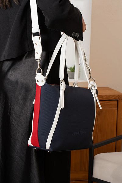 Just Polo Women's Navy Blue Red Large Size Hand and Shoulder Bag