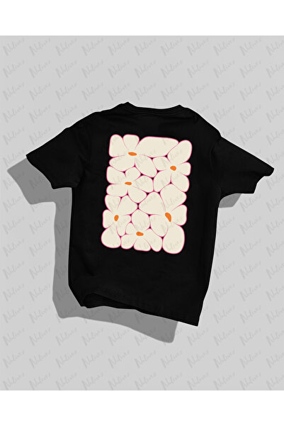 Nulivez تي شيرت كبير الحجم مطبوع عليه زهرة الياسمين عالي الجودة للجنسين