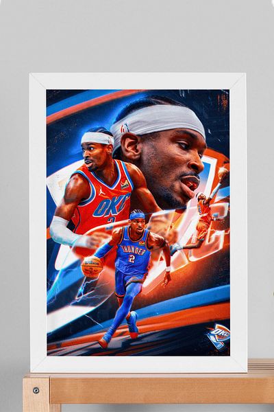 Saturn Pictură înrămată de Shai Gilgeous Alexander - Pictură poster NBA de baschet