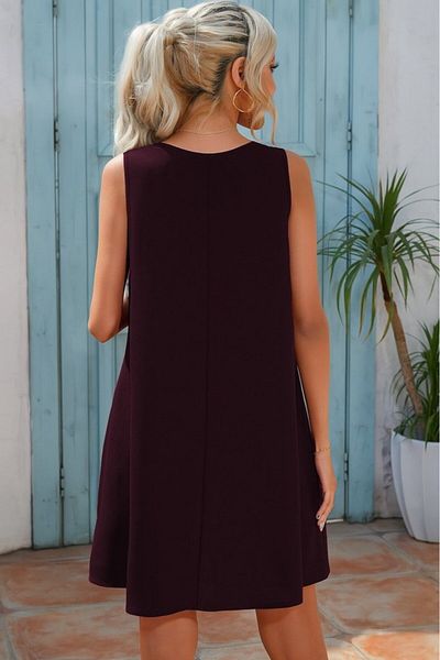 JANES Women's Zero Sleeve Stripe Detail V Neck Viscose Dress