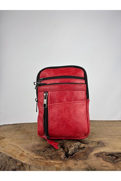 özdemirler deri Genuine Leather Unisex Phone Bag, Leather Waist Bag, Multi-Compartment Leather Shoulder Bag