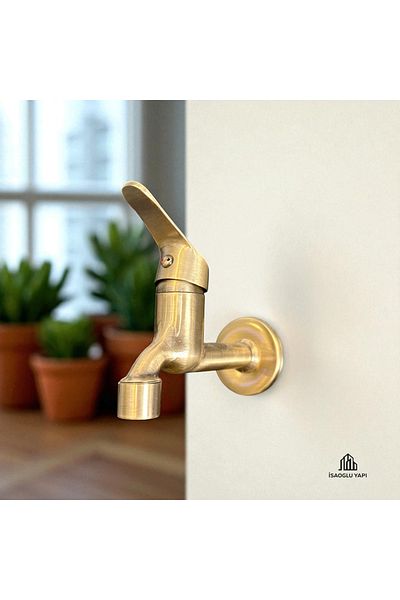 İSAOĞLU YAPI Antique Gold Faucet Wall Mounted Open Close Antique Gold Mix Faucet Brass Stainless