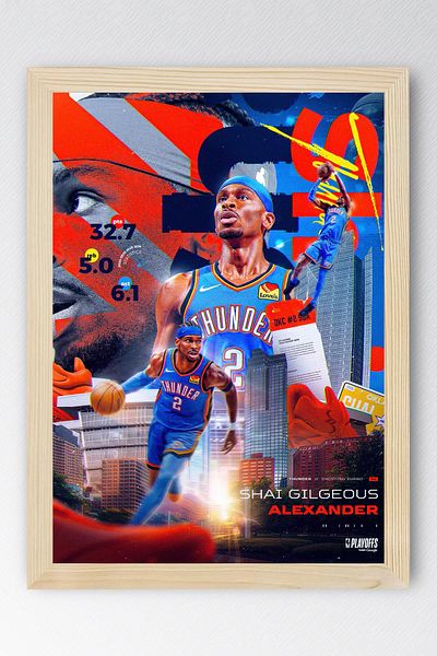 Saturn Pictură înrămată de Shai Gilgeous Alexander - Pictură poster NBA de baschet
