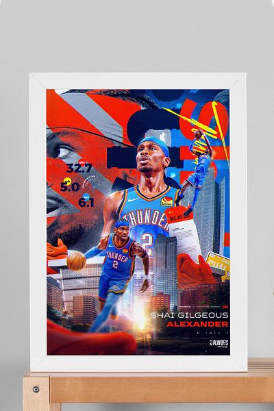 Saturn Pictură înrămată de Shai Gilgeous Alexander - Pictură poster NBA de baschet