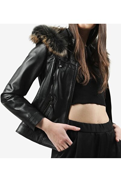 shop معطف جلد طبيعي، سترة رياضية بغطاء للرأس، معطف جلد ناعم ومتين