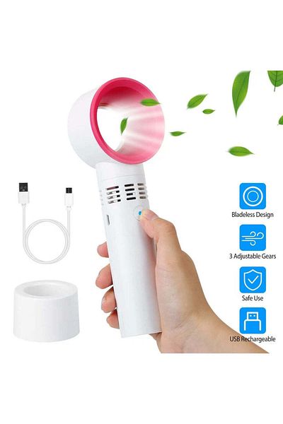 Genericer Mini Portable USB Rechargeable Bladeless Fan, Handheld Air Circulator with 3-Speed Powerful Airflow