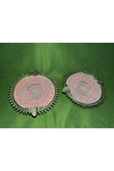 tayfuntufan antika koleksiyon A Pair of Ashtrays with Low Sterling Silver Skin Glass 14 cm Diameter