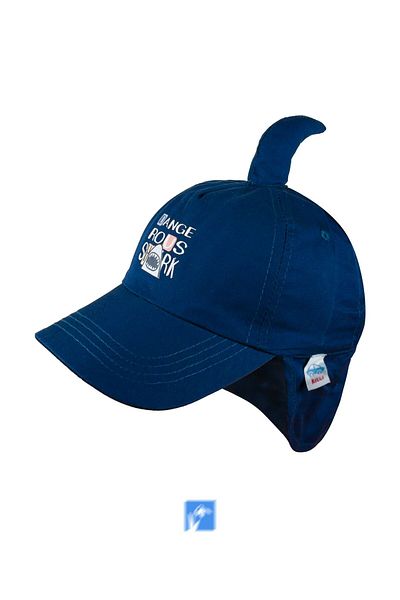 Kardelen Butik Denizli 100% Cotton Shark Hat with Nape Protection for Baby Boys (1-3 Years) (Size 48-50 cm)
