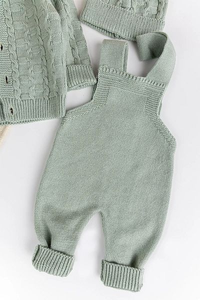 Babymod Knitwear Cardigan 3-Piece Adjustable Strap Knitted Baby Boy Salopet Jumpsuit Set