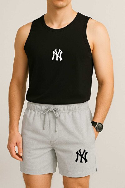 TREND ALİSSE Σετ 2 τεμαχίων ανδρικό γκρι-μαύρο δίχρωμο αθλητικό σορτς και εσώ...