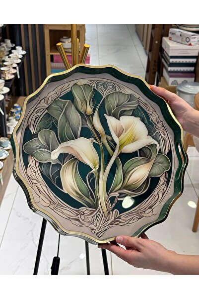 Onedekor Lüks Akrilik Yuvarlak Tepsi Alvona 38cm