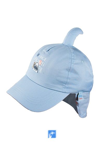 Kardelen Butik Denizli 100% Cotton Shark Hat with Nape Protection for Baby Boys (1-3 Years) (Size 48-50 cm)