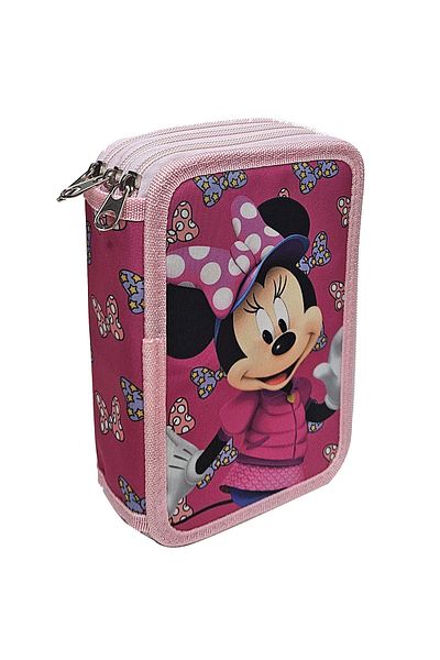 Minnie Mouse Pencil Case With Three Compartments, Equipped, 43 Pieces, Multicolor, Happy,