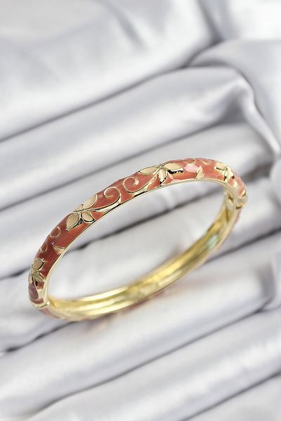 Clariss Mineli Brass Cream Flower Motif Gold Color Women's Handcuffs