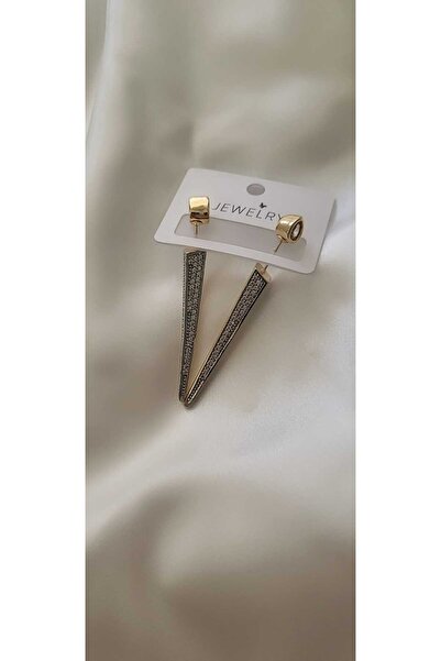 by kayra collection ÇELİK ZİRKON TAŞLI TASARIM KÜPE