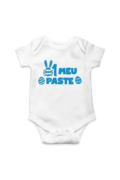 Printisimi Body personalizat bebe baietel "PRIMUL MEU PASTE", Alb, Bumbac