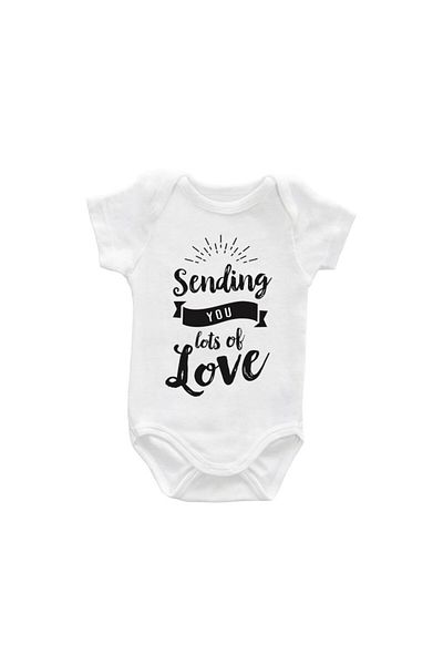 Printisimi Body bebelus "Sending you lots of love", Alb, Bumbac