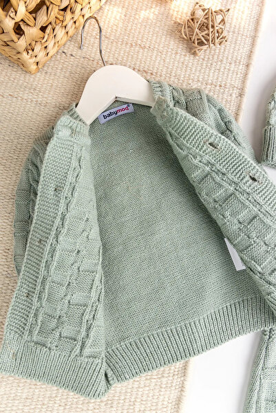 Babymod Knitwear Cardigan 3-Piece Adjustable Strap Knitted Baby Boy Salopet Jumpsuit Set