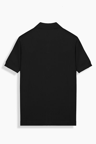 Sarar Interview Polo Neck Buttoned Black Knitwear T-Shirt