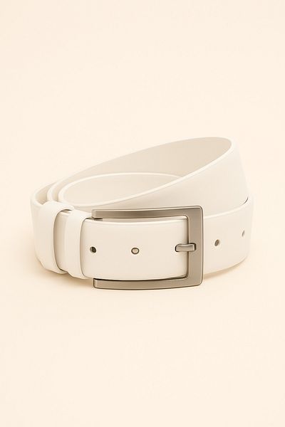 Çantacım Men's Belt Durable White Belt Leather
