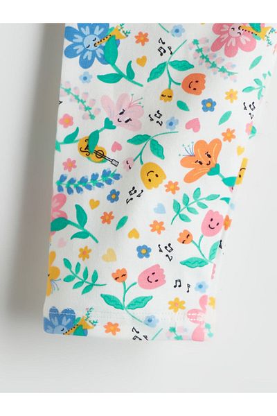 LC Waikiki New Season Elastic Waist Floral Girls' Leggings - S5Pd09Z1