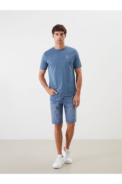 LC Waikiki New Season Crew Neck Printed Combed Cotton Men's T-Shirt - S5Pk90Z8